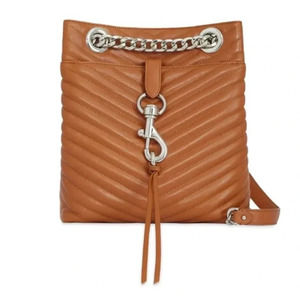 REBECCA MINKOFF Large Edie Quilted Leather Bucket Bag in Brown